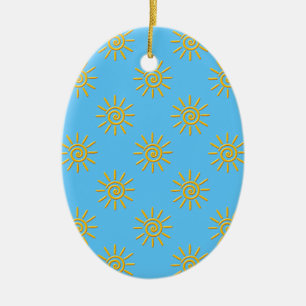 Ornamento De Cerâmica Padrão de Desenho Amarelo 3D