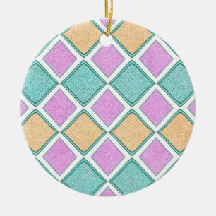 Ornamento De Cerâmica Padrão de Diamante Prisma Harlequim Pastel