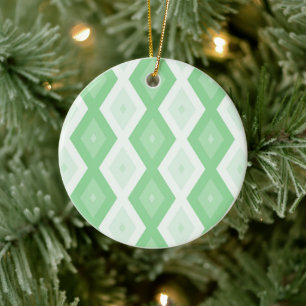Ornamento De Cerâmica Padrão de diamante verde da maçã