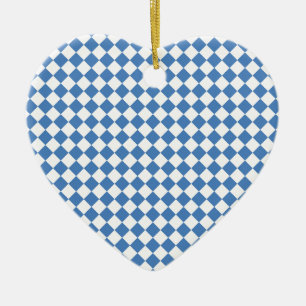 Ornamento De Cerâmica Padrão de Diamante Xadrez Branco Azul