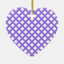 Ornamento De Cerâmica Padrão de Diamante Xadrez Branco Roxo