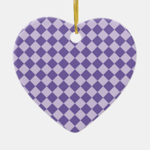 Ornamento De Cerâmica Padrão de Diamante Xadrez Roxo