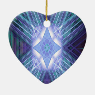 Ornamento De Cerâmica Padrão de estrela azul brilhante