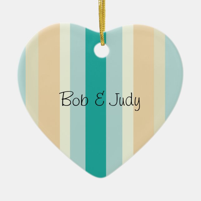 Ornamento De Cerâmica Padrão de faixas de praia (Frente)