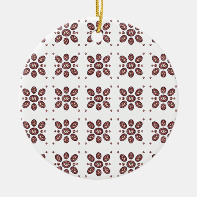 Ornamento De Cerâmica Padrão de Flor Mandala (Frente)