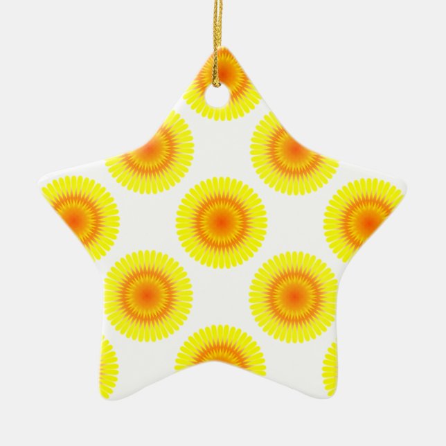 Ornamento De Cerâmica Padrão de girassol personalizado (Frente)