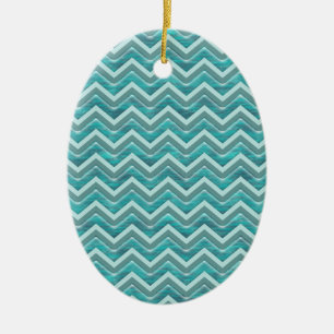 Ornamento De Cerâmica Padrão de Glitter Chevron das Águas