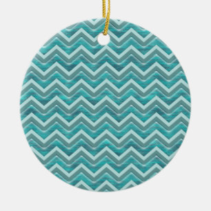 Ornamento De Cerâmica Padrão de Glitter Chevron das Águas