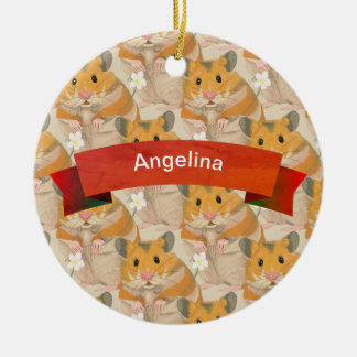 Ornamento De Cerâmica Padrão de Hamster de ouro personalizado