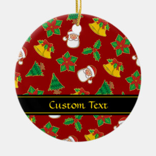 Ornamento De Cerâmica Padrão de Ícones de Natal