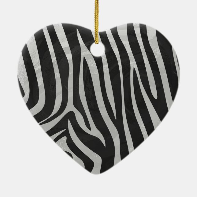 Ornamento De Cerâmica Padrão de impressão animal da Trendy Zebra criado  (Verso)