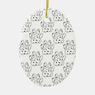 Ornamento De Cerâmica Padrão de impressão da pata Dalmácia