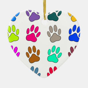 Ornamento De Cerâmica Padrão de Impressão da Pata de Cachorro Multicol