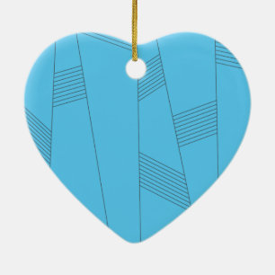 Ornamento De Cerâmica Padrão de linha abstrato azul, simples, elegante