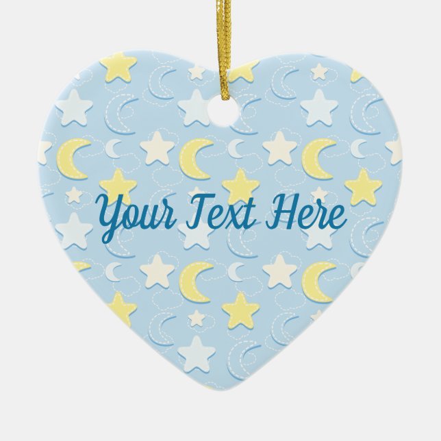 Ornamento De Cerâmica Padrão de Lua e Estrelas (Frente)