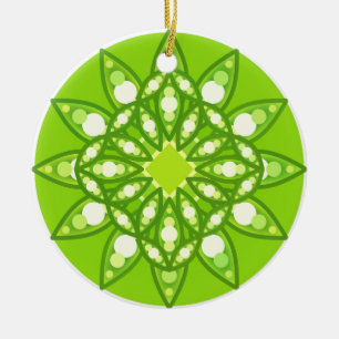 Ornamento De Cerâmica Padrão de Mandala em tons de verde limão