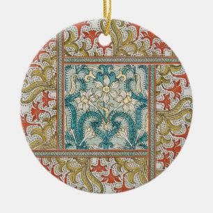Ornamento De Cerâmica Padrão de Narciso Art Nouveau Antigo Verneuil