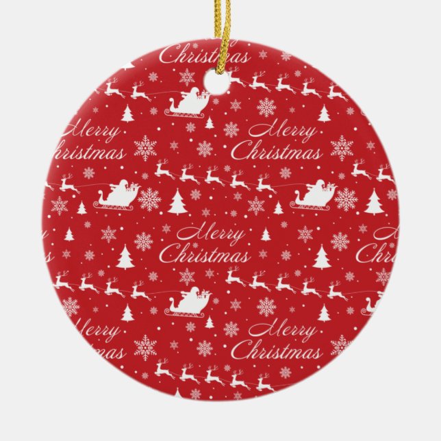 Ornamento De Cerâmica Padrão de Natal (Frente)