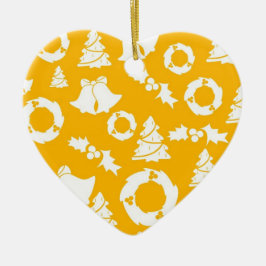 Ornamento De Cerâmica Padrão de Natal Amarelo