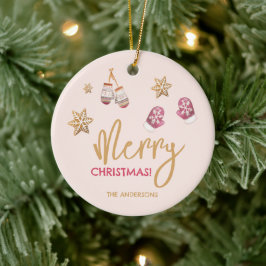 Ornamento De Cerâmica Padrão de Natal Moderno do Pastel
