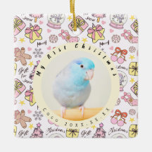 Padrão de Natal Pastel Rosa Fofo Foto Personalizad