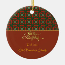 Ornamento De Cerâmica Padrão de Natal Personalizado de Luxo Vintage