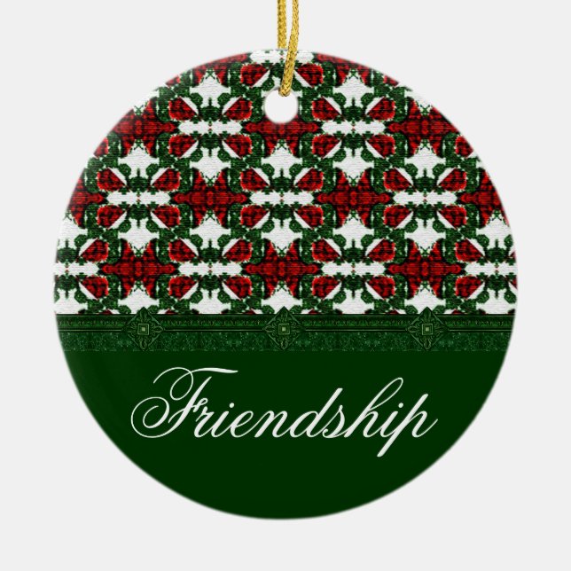 Ornamento De Cerâmica Padrão de Natal Presente (Frente)
