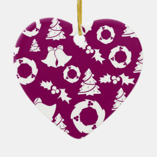 Ornamento De Cerâmica Padrão de Natal Roxo
