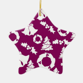 Ornamento De Cerâmica Padrão de Natal Roxo