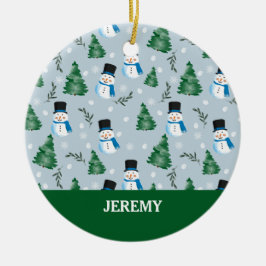 Ornamento De Cerâmica Padrão de Neve Invernal da Cana-de-Água