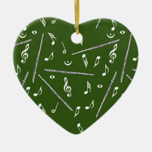 Ornamento De Cerâmica Padrão de Nota de Música Flute