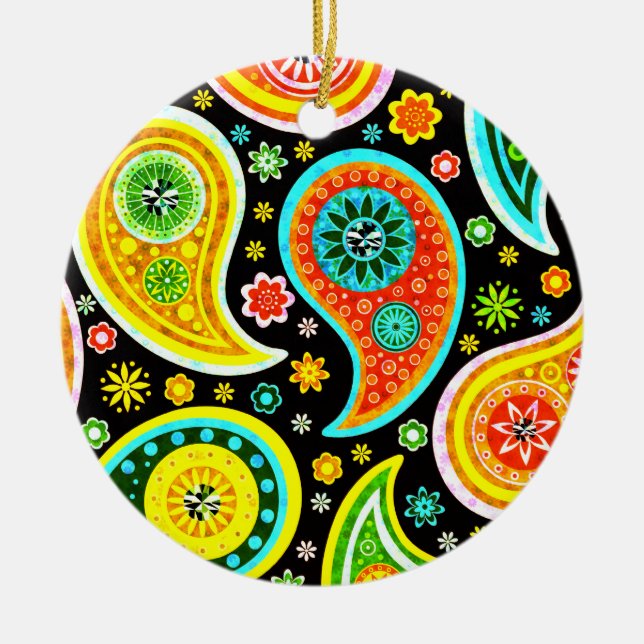 Ornamento De Cerâmica Padrão de Paisley Moderno - Estacas Diamond (Frente)