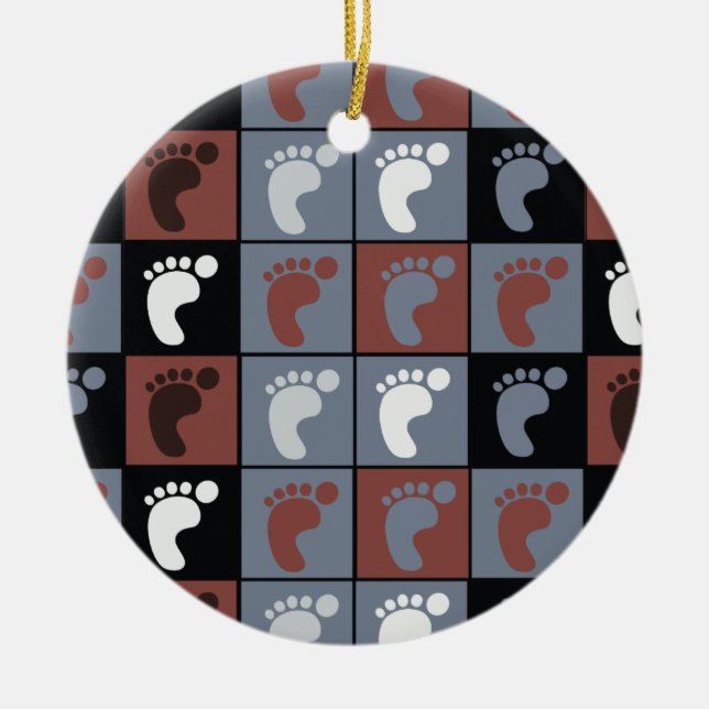 Ornamento De Cerâmica Padrão de Pés Podiatra (Frente)