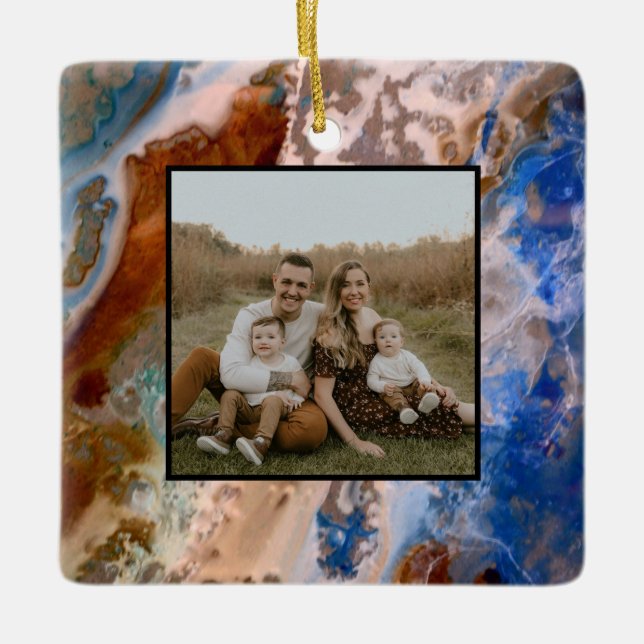 Ornamento De Cerâmica padrão de praia abstrato sandy padrão de água (Frente)