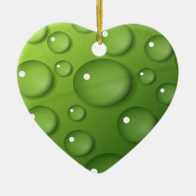 Ornamento De Cerâmica Padrão de Raindrop Verde (Frente)