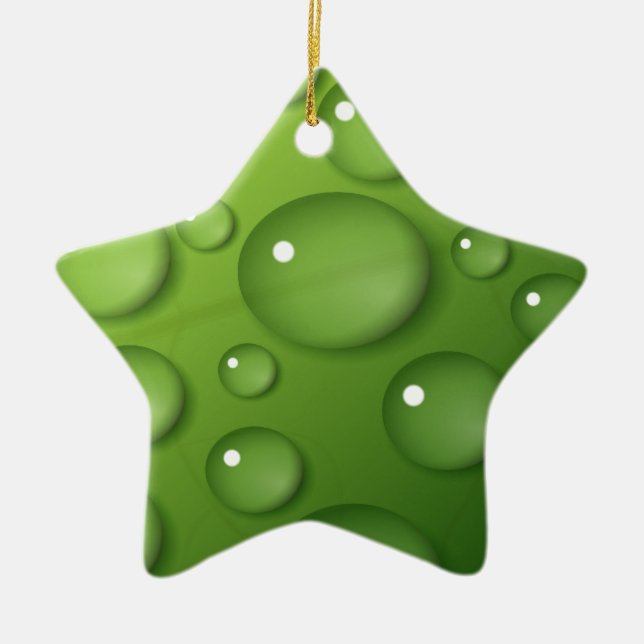 Ornamento De Cerâmica Padrão de Raindrop Verde (Frente)