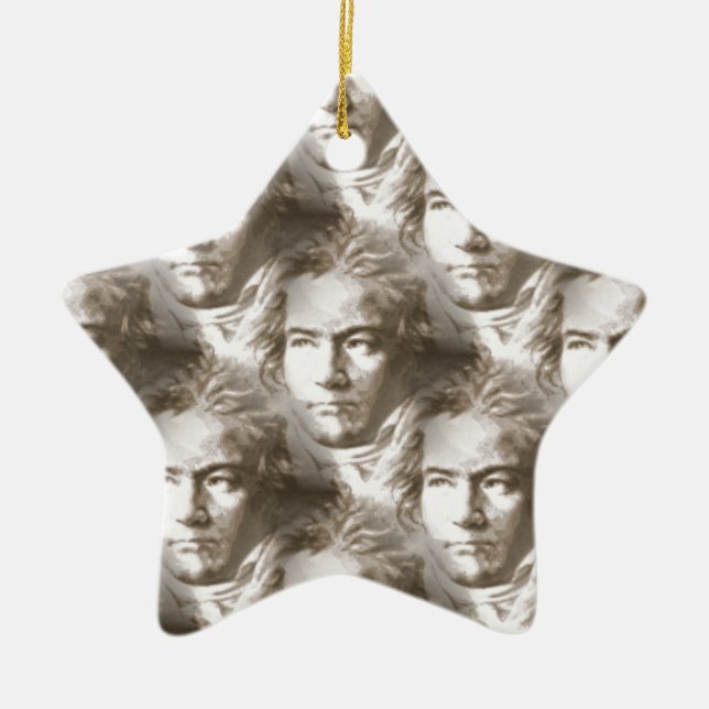 Ornamento De Cerâmica Padrão de retrato de Beethoven (Frente)