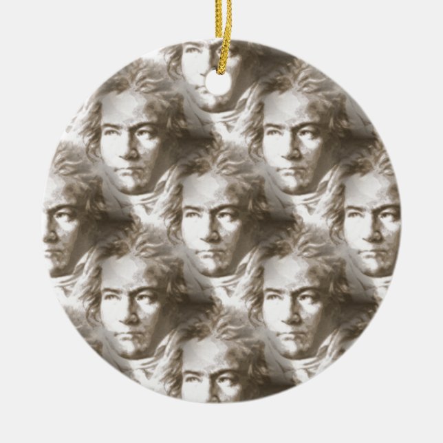 Ornamento De Cerâmica Padrão de retrato de Beethoven (Frente)