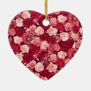 Ornamento De Cerâmica Padrão de Rosa Seamless Carmesim e Rubor