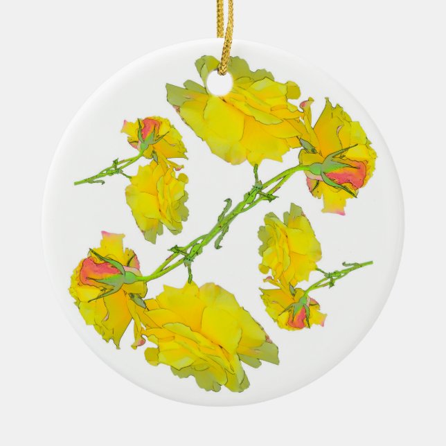 Ornamento De Cerâmica Padrão de rosas. (Frente)