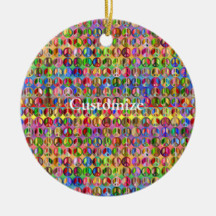Ornamento De Cerâmica padrão de símbolos de paz multicoloridos