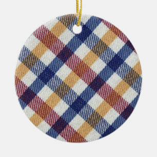Ornamento De Cerâmica Padrão de Tartan multicolorido