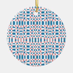 Ornamento De Cerâmica Padrão de tecelagem rosa e azul