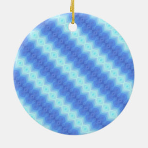 Ornamento De Cerâmica Padrão de Textura de Stripe do Knit Azul Aqua