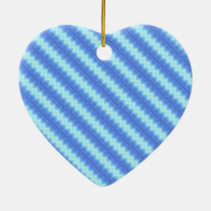 Ornamento De Cerâmica Padrão de Textura de Stripe do Knit Azul Aqua