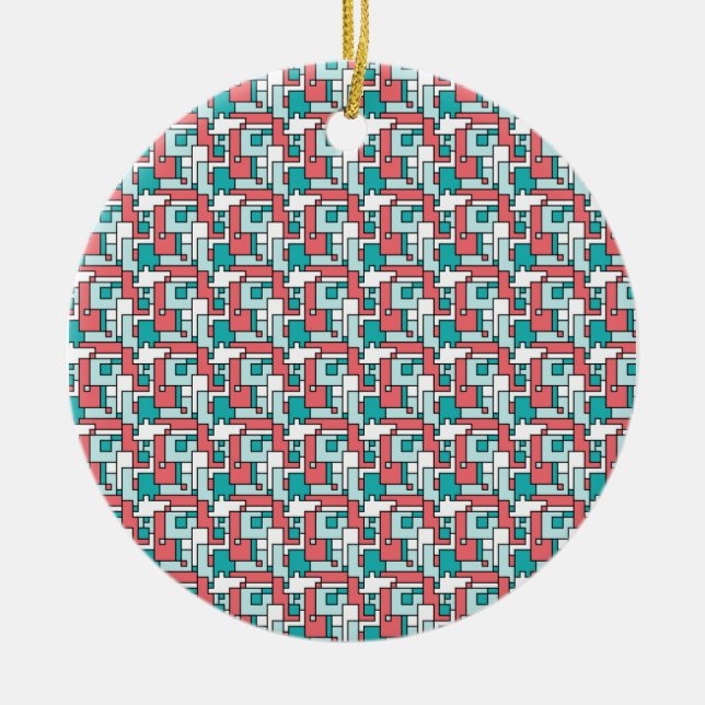 Ornamento De Cerâmica Padrão de Tijolo Retroativo (Frente)