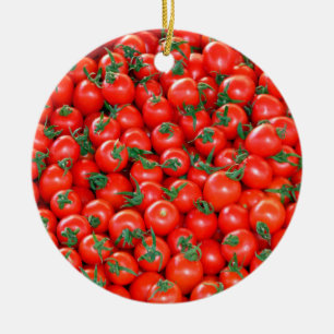 Ornamento De Cerâmica Padrão de Tomates Cereja Vermelhos