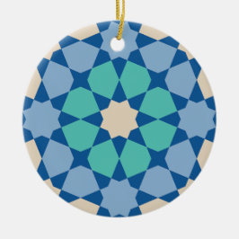 Ornamento De Cerâmica Padrão de Tranquilidade Turquesa