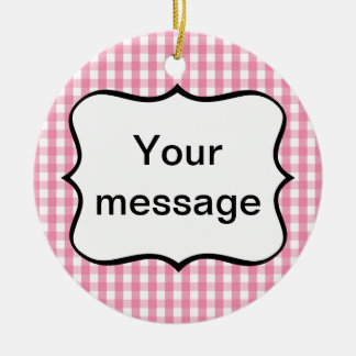 Ornamento De Cerâmica Padrão de Verificação de Gingham Rosa