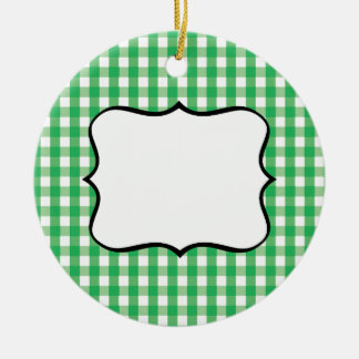 Ornamento De Cerâmica Padrão de Verificação de Gingham Verde
